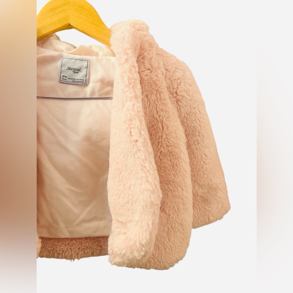 Mayoral faux fur hooded coat for baby girls - Picture 3 of 10